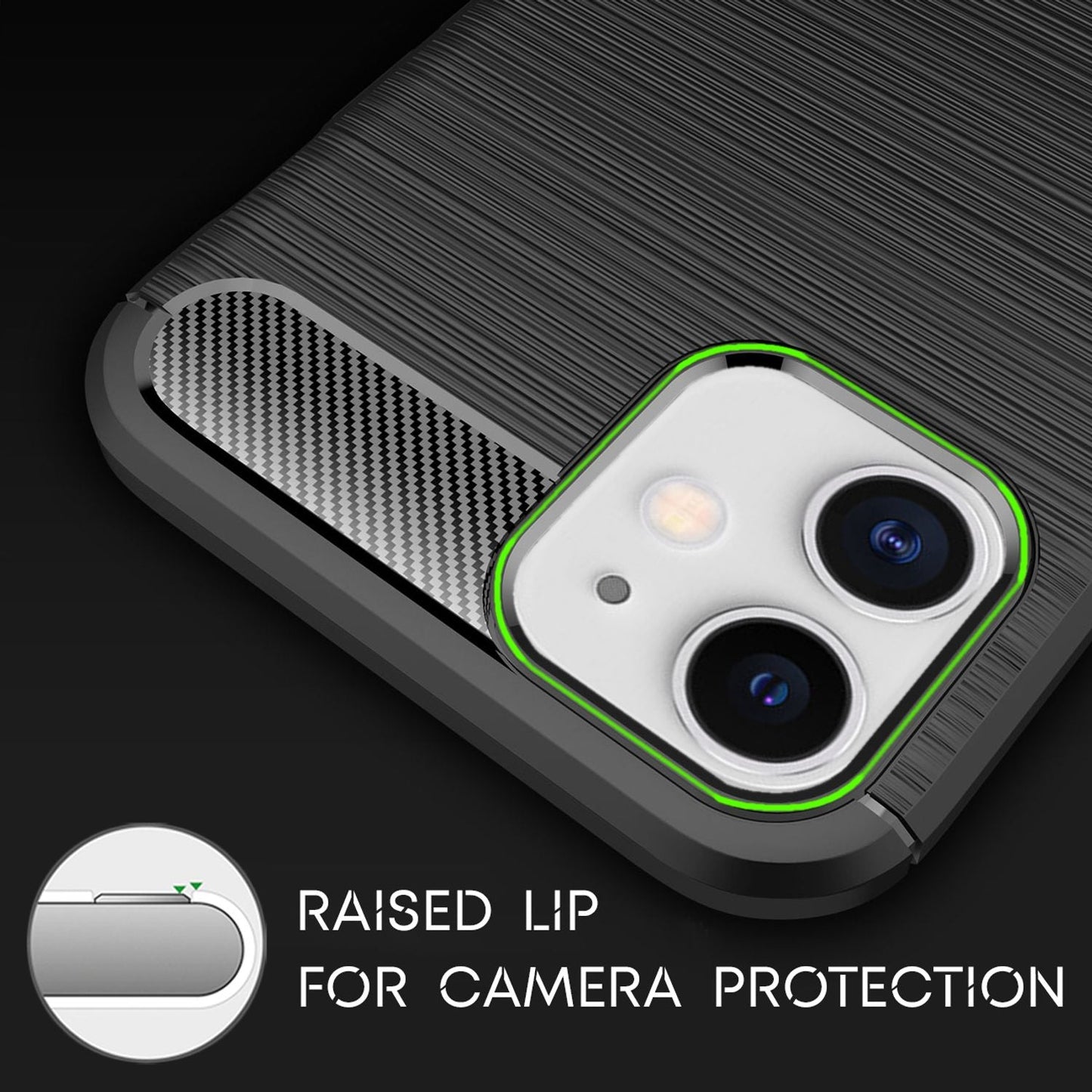 NALIA Design Case kompatibel mit iPhone 12 Mini Hülle, Carbon Look Stylische Handyhülle Stoßfeste Silikon Schutzhülle, Dünne Handy-Tasche Phone Cover Bumper Skin Etui Backcover Kratzfest - Schwarz