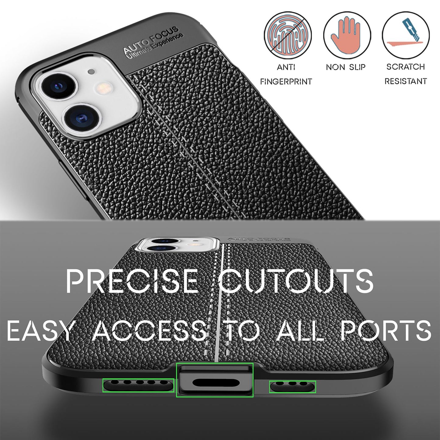 NALIA Leder-Optik Silikon Case für iPhone 12 / 12 Pro – Griffig & Matt – BARRON Handyhülle (Anti-Fingerprint, Stoßfest & Robust) – Marke aus Berlin