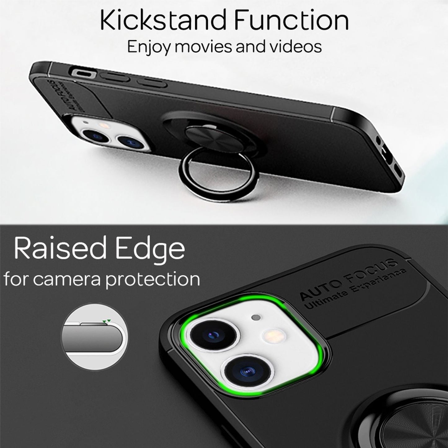 NALIA Ringhülle für iPhone 12 / 12 Pro – Ring-Ständer 360° & für Magnet-Halter – GRIP360 (Mattiertes Silikon Case) – Marke aus Berlin