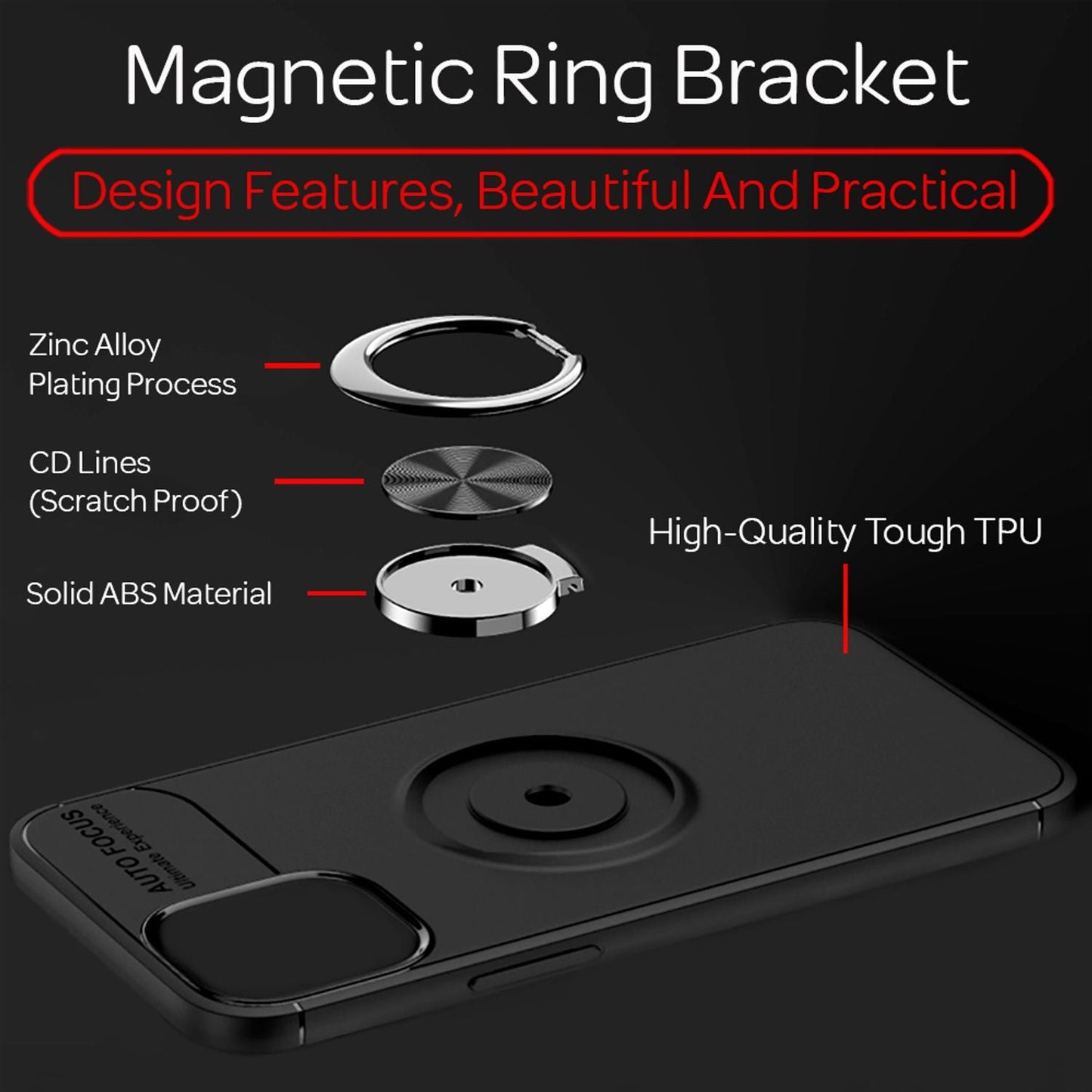 NALIA Ringhülle für iPhone 12 Pro Max – Ring-Ständer 360° & für Magnet-Halter – GRIP360 (Mattiertes Silikon Case) – Marke aus Berlin