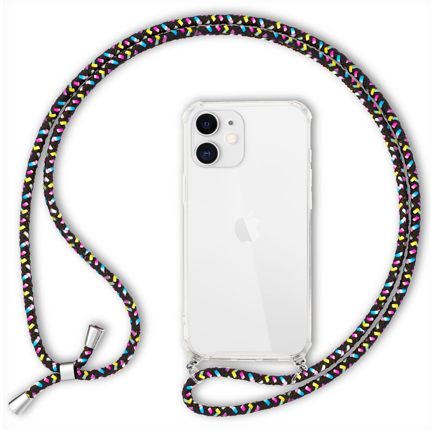 NALIA Handykette für iPhone 12 Mini – Transparentes Hybrid-Case & Band – HANGIT (Anti-Gelb Rückseite & Verstellbar) – Marke aus Berlin
