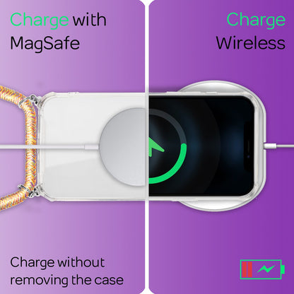 NALIA Handykette für iPhone 12 Mini – Transparentes Hybrid-Case & Band – HANGIT (Anti-Gelb Rückseite & Verstellbar) – Marke aus Berlin