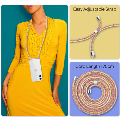 NALIA Handykette für iPhone 12 / 12 Pro – Transparentes Hybrid-Case & Band – HANGIT (Anti-Gelb Rückseite & Verstellbar) – Marke aus Berlin