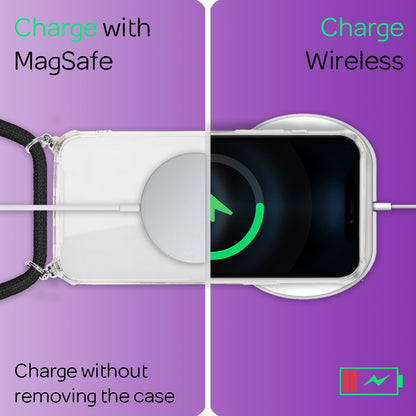 NALIA Handykette für iPhone 12 Pro Max – Transparentes Hybrid-Case & Band – HANGIT (Anti-Gelb Rückseite & Verstellbar) – Marke aus Berlin