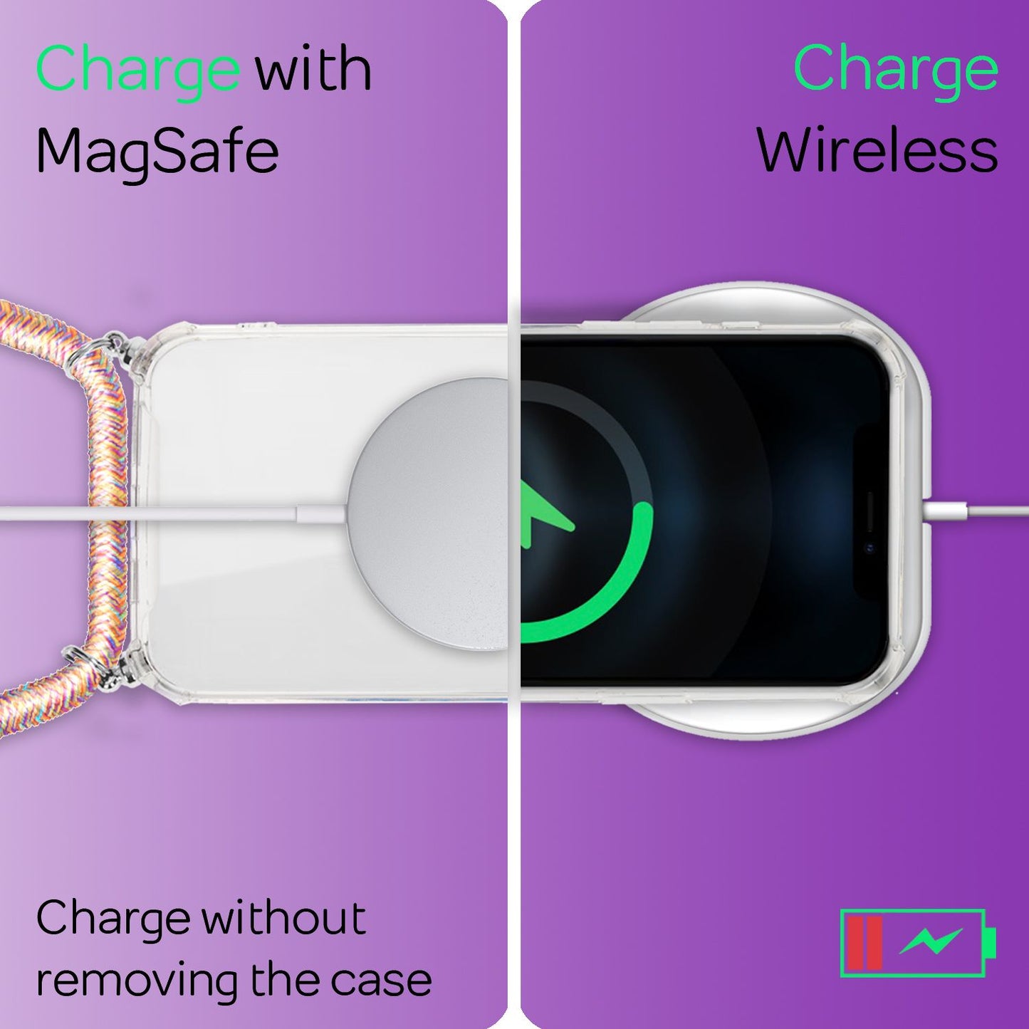 NALIA Handykette für iPhone 12 Pro Max – Transparentes Hybrid-Case & Band – HANGIT (Anti-Gelb Rückseite & Verstellbar) – Marke aus Berlin