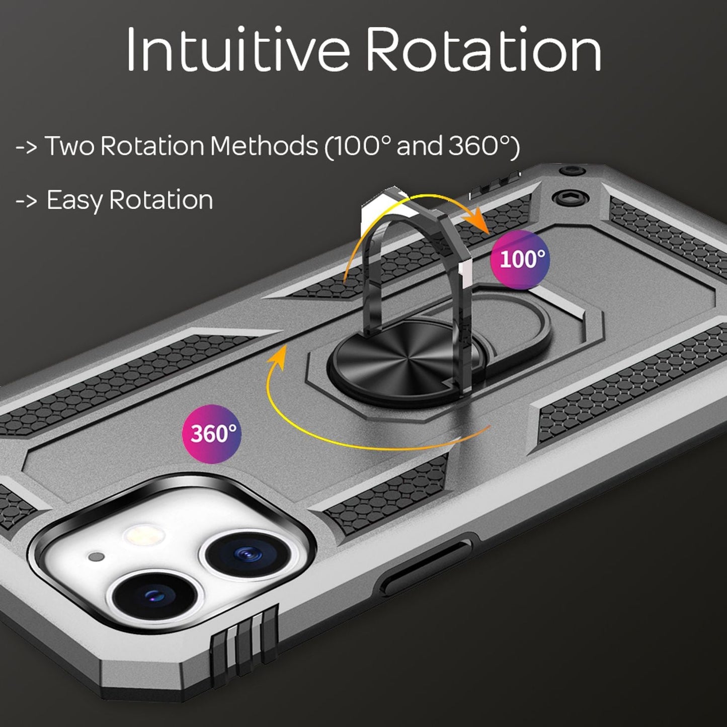 NALIA Panzerhülle für iPhone 12 Mini – Ring-Ständer 360° & Magnet-Halterung Kompatibel – RINGDEFEND (Stoßfestes Outdoor Case) – Marke aus Berlin