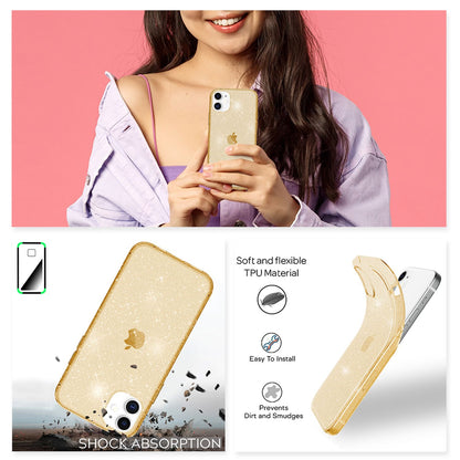 NALIA Glitzerhülle für iPhone 12 Mini – Funkelndes Silikon Case – DAZZLIN (Transparent & Stoßfest) – Marke aus Berlin