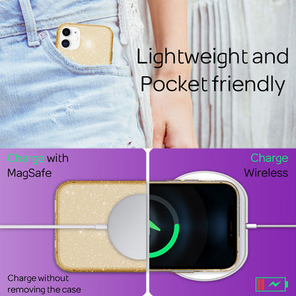 NALIA Glitzerhülle für iPhone 12 Mini – Funkelndes Silikon Case – DAZZLIN (Transparent & Stoßfest) – Marke aus Berlin