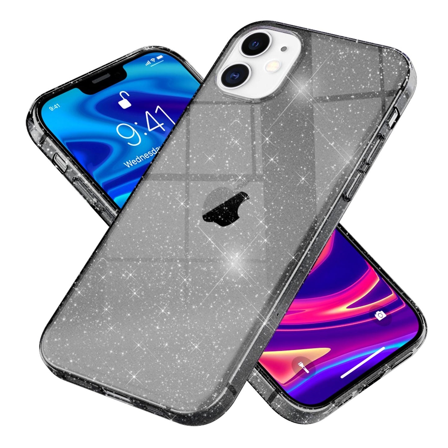 NALIA Glitzerhülle für iPhone 12 / 12 Pro – Funkelndes Silikon Case – DAZZLIN (Transparent & Stoßfest) – Marke aus Berlin