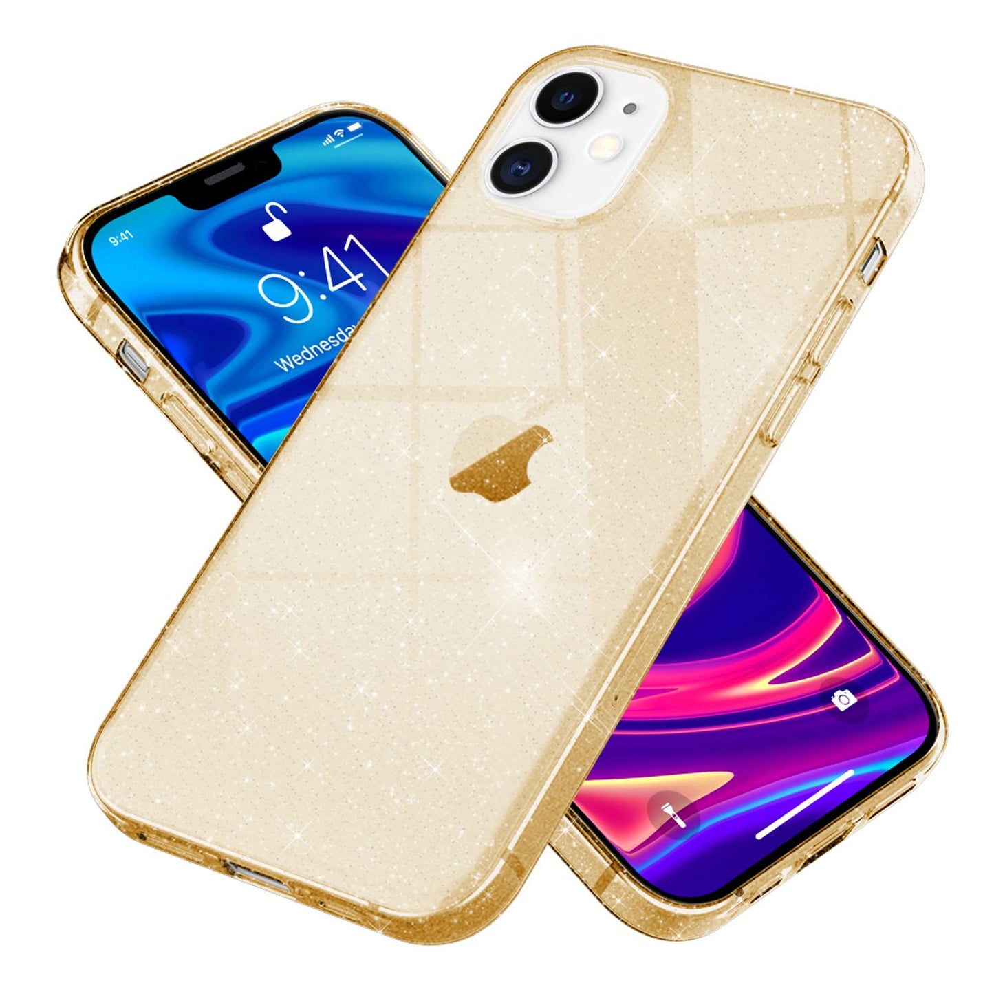 NALIA Glitzerhülle für iPhone 12 / 12 Pro – Funkelndes Silikon Case – DAZZLIN (Transparent & Stoßfest) – Marke aus Berlin