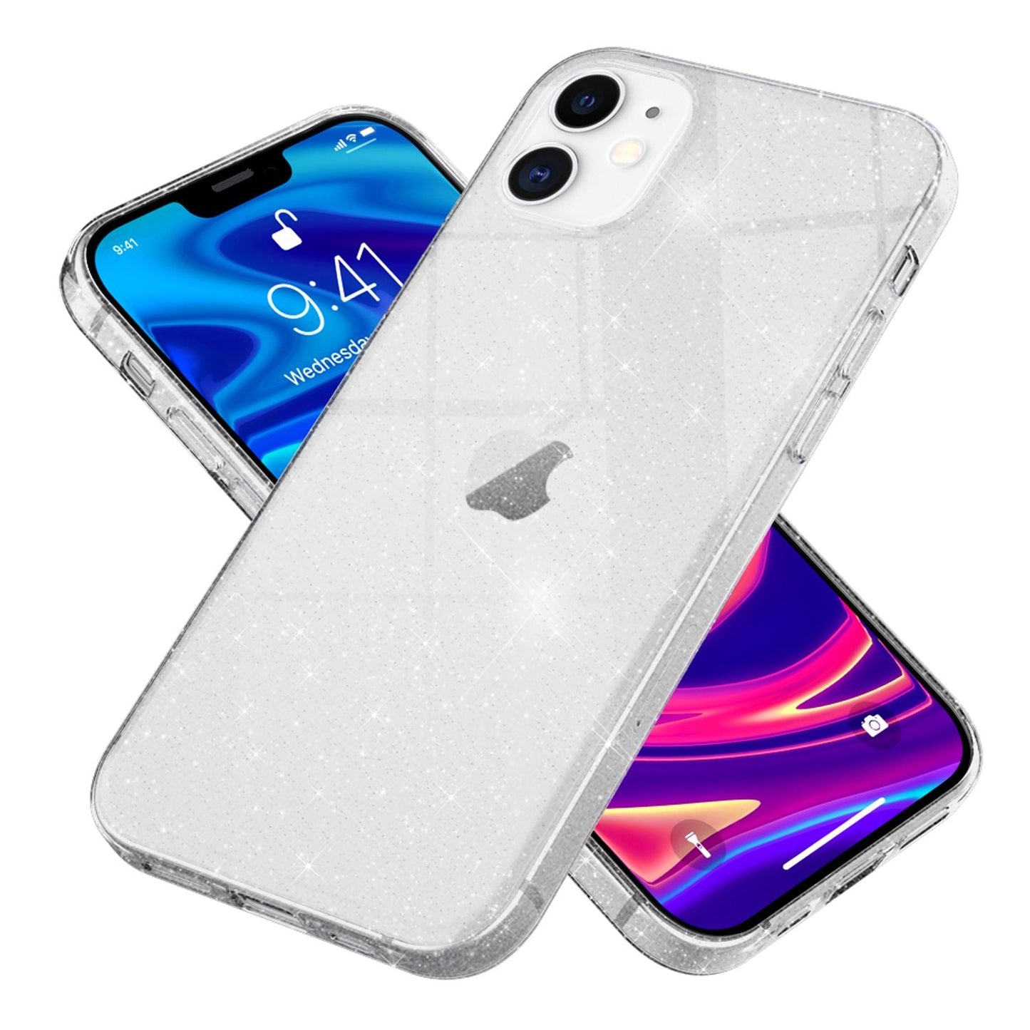 NALIA Glitzerhülle für iPhone 12 / 12 Pro – Funkelndes Silikon Case – DAZZLIN (Transparent & Stoßfest) – Marke aus Berlin