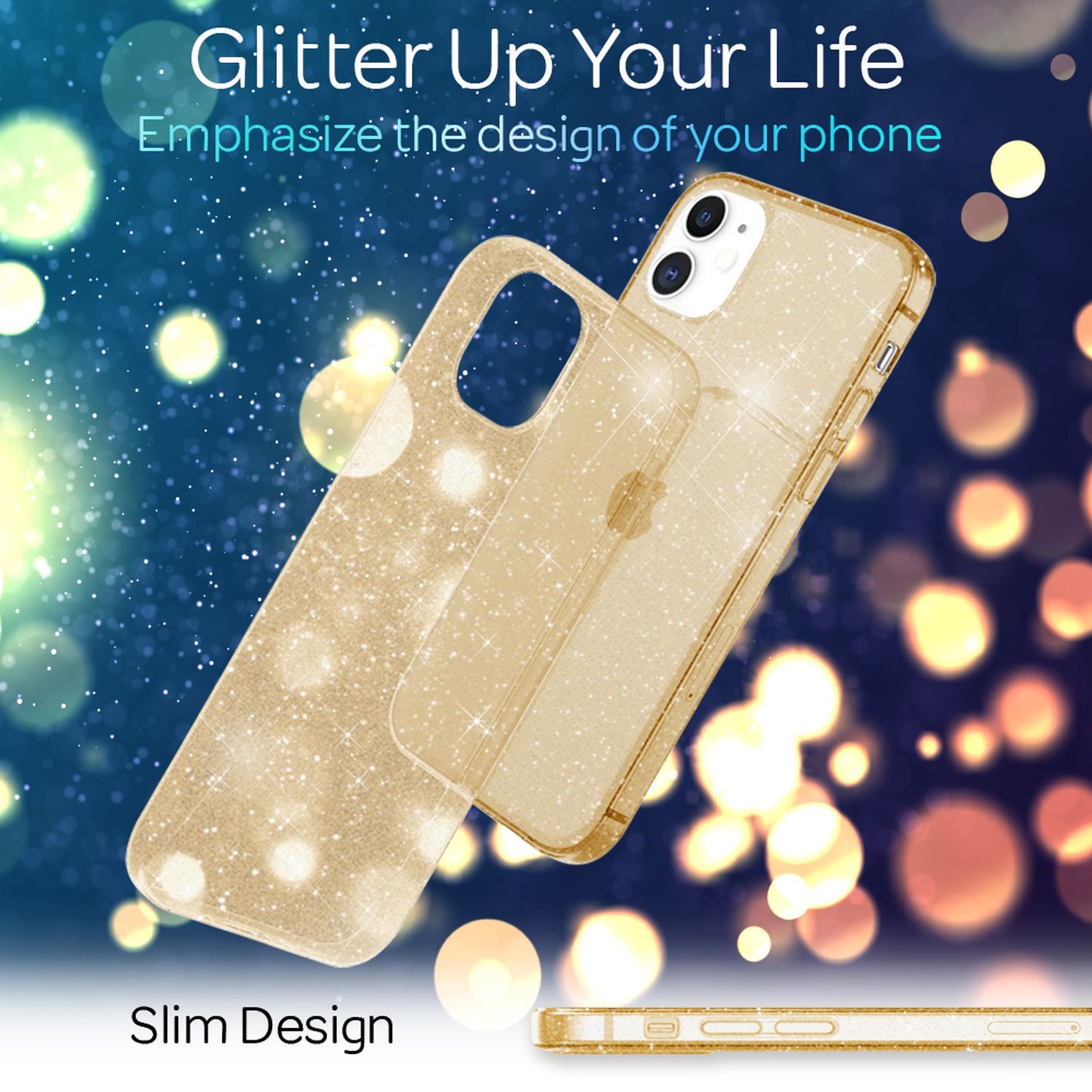 NALIA Glitzerhülle für iPhone 12 / 12 Pro – Funkelndes Silikon Case – DAZZLIN (Transparent & Stoßfest) – Marke aus Berlin