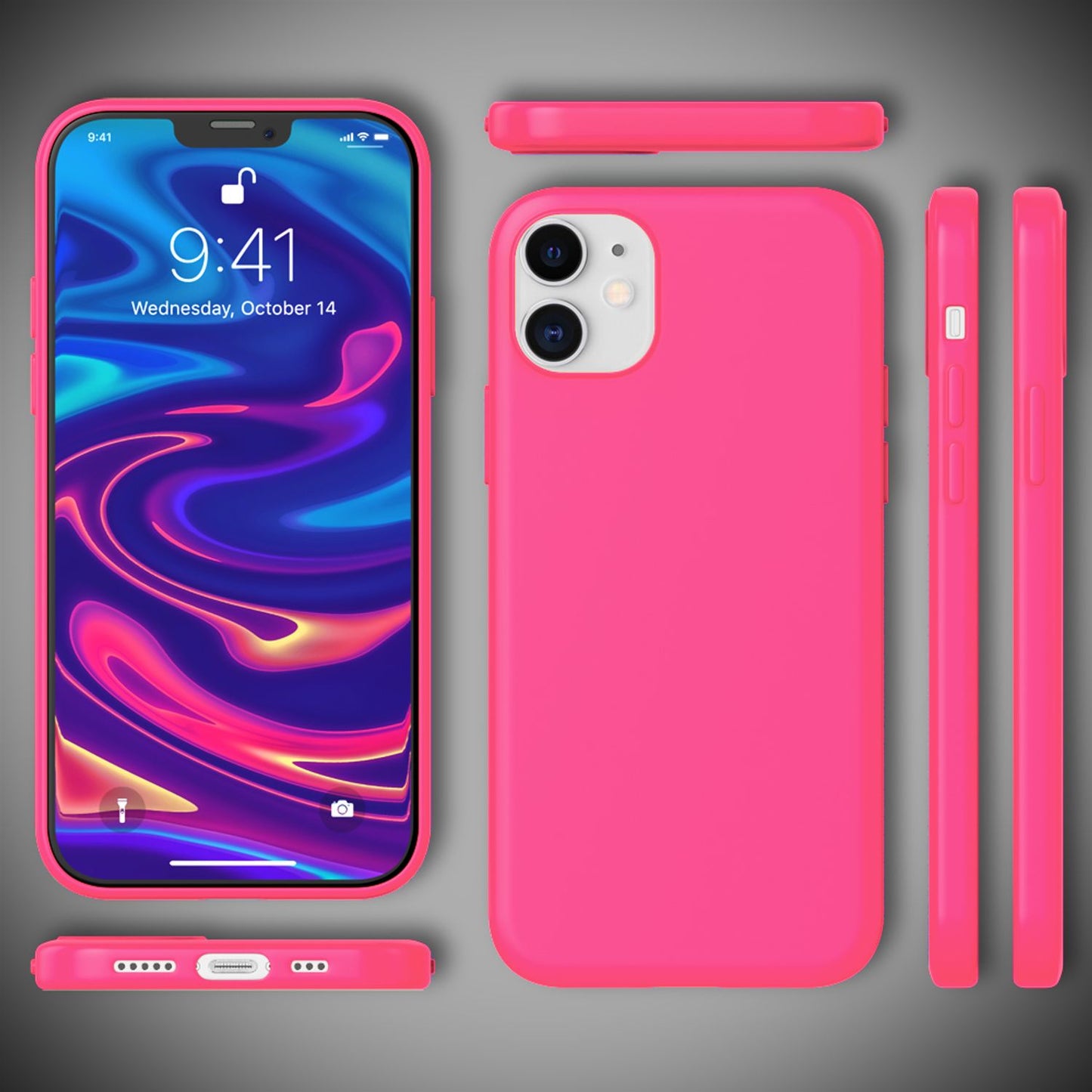 NALIA Neon Silikonhülle für iPhone 12 / 12 Pro – Soft-Touch & Signal-Neon – NEONSHOCK (Matte Schutzhülle) – Marke aus Berlin