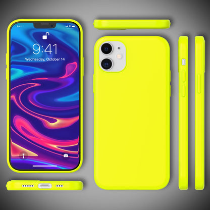 NALIA Neon Silikonhülle für iPhone 12 / 12 Pro – Soft-Touch & Signal-Neon – NEONSHOCK (Matte Schutzhülle) – Marke aus Berlin