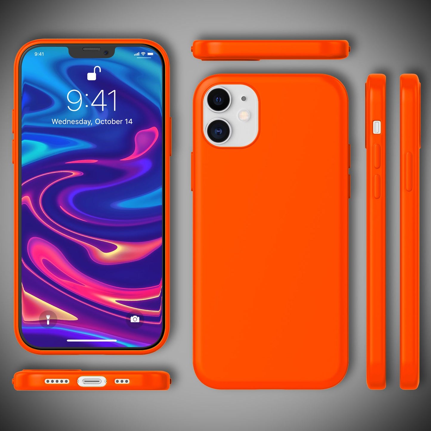 NALIA Neon Silikonhülle für iPhone 12 / 12 Pro – Soft-Touch & Signal-Neon – NEONSHOCK (Matte Schutzhülle) – Marke aus Berlin