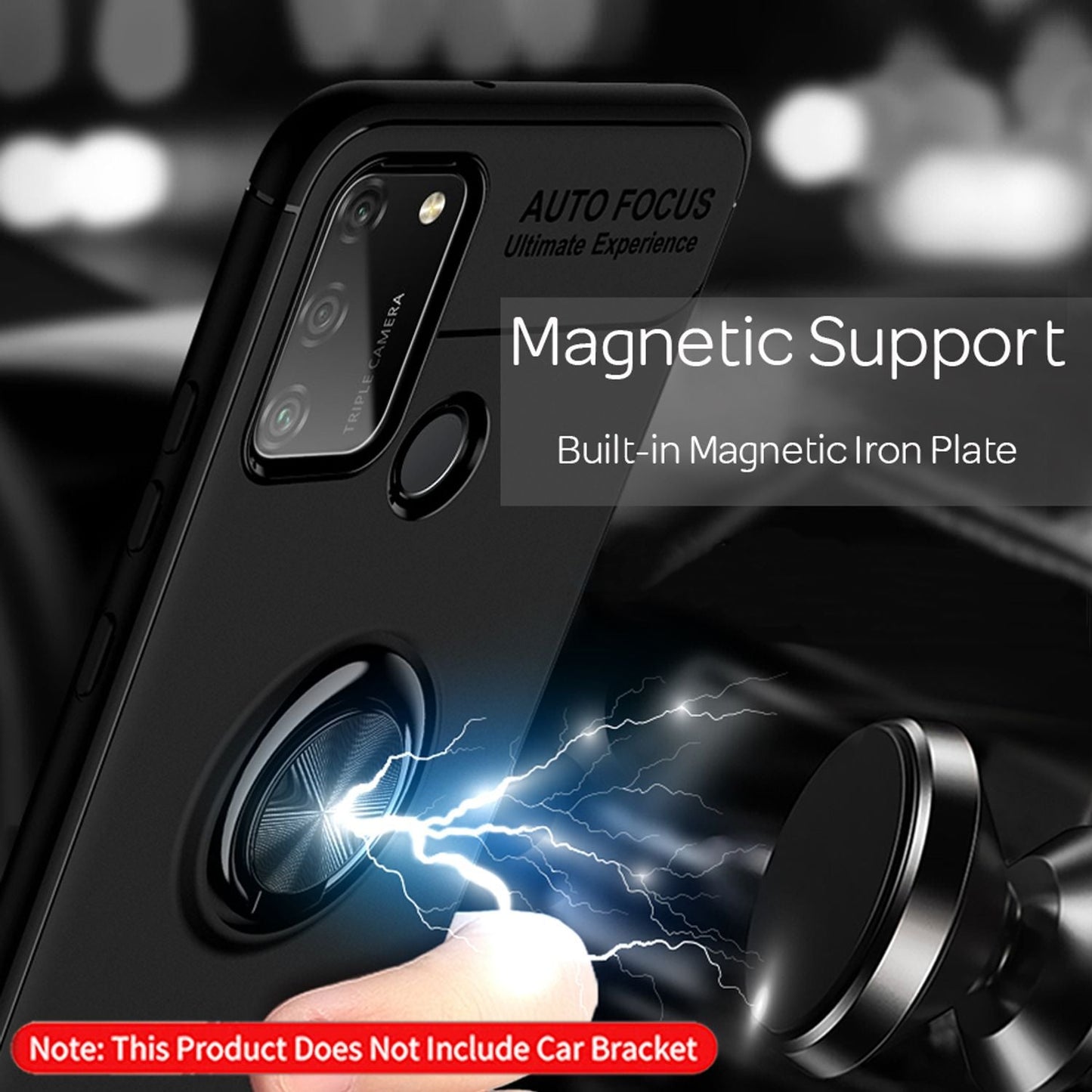 NALIA Ring Handyhülle kompatibel mit Honor 9A Hülle, TPU Silikon Cover mit 360-Grad Finger-Halter für magnetische KFZ-Halterung, Dünne Schutzhülle Phone Case Handy-Tasche Etui Bumper