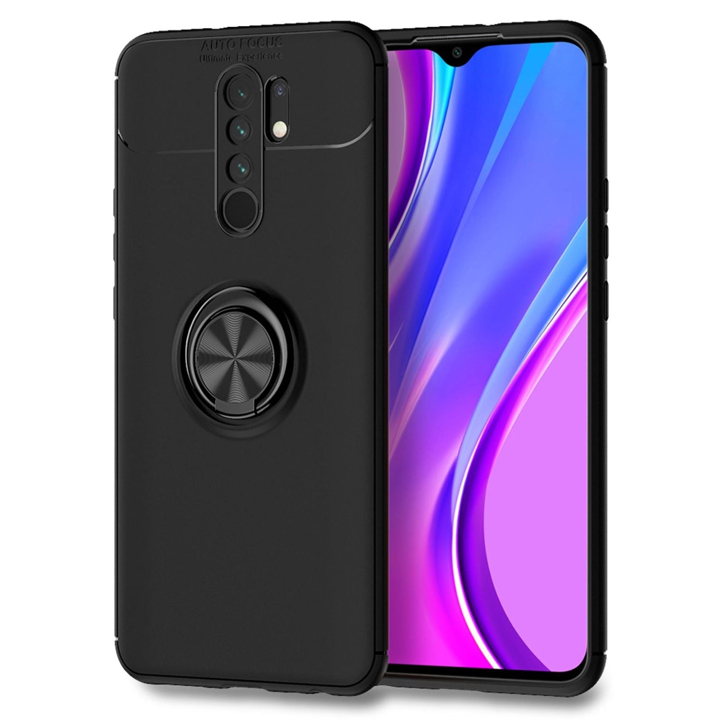 NALIA Ringhülle für Xiaomi Redmi 9 – Ring-Ständer 360° & für Magnet-Halter – GRIP360 (Mattiertes Silikon Case) – Marke aus Berlin