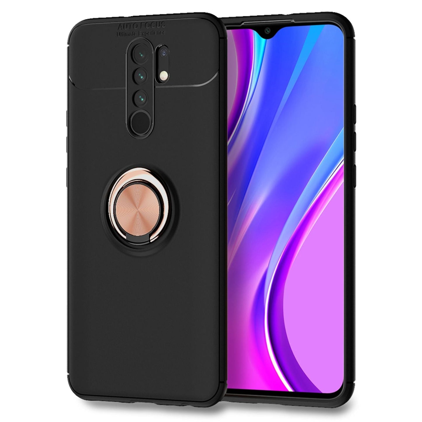 NALIA Ringhülle für Xiaomi Redmi 9 – Ring-Ständer 360° & für Magnet-Halter – GRIP360 (Mattiertes Silikon Case) – Marke aus Berlin