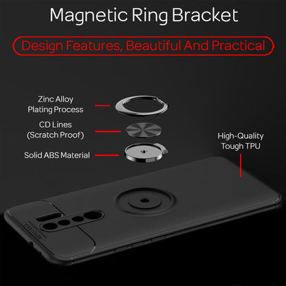 NALIA Ringhülle für Xiaomi Redmi 9 – Ring-Ständer 360° & für Magnet-Halter – GRIP360 (Mattiertes Silikon Case) – Marke aus Berlin