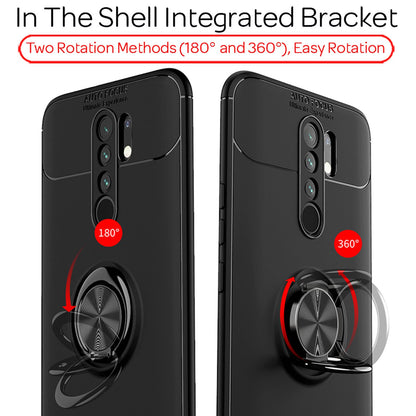 NALIA Ringhülle für Xiaomi Redmi 9 – Ring-Ständer 360° & für Magnet-Halter – GRIP360 (Mattiertes Silikon Case) – Marke aus Berlin