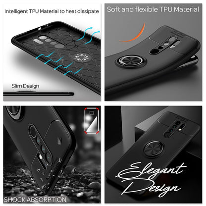 NALIA Ringhülle für Xiaomi Redmi 9 – Ring-Ständer 360° & für Magnet-Halter – GRIP360 (Mattiertes Silikon Case) – Marke aus Berlin