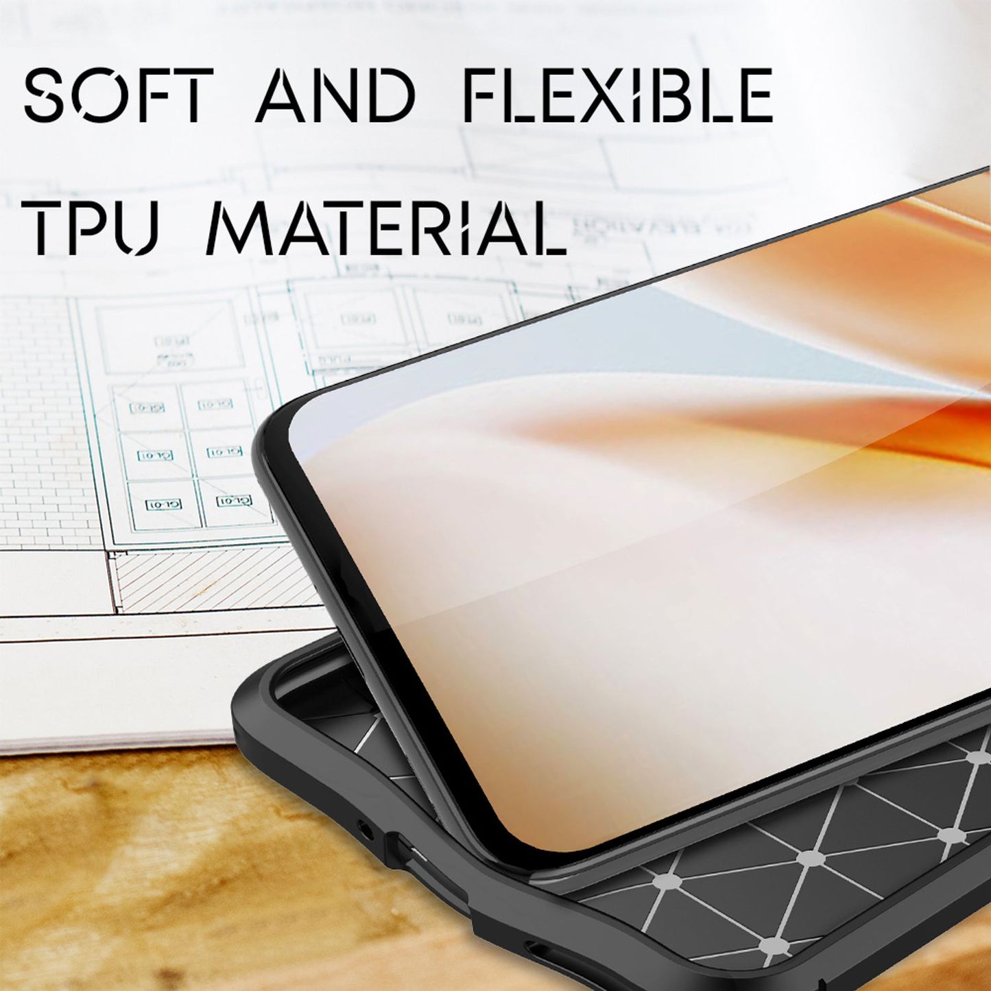 NALIA Design Case kompatibel mit OnePlus Nord Hülle, Leder Look Stylische Handyhülle Stoßfeste Silikon Schutzhülle, Slim Phone Backcover Bumper Skin Dünne Handy-Tasche Cover Etui Kratzfest - Schwarz