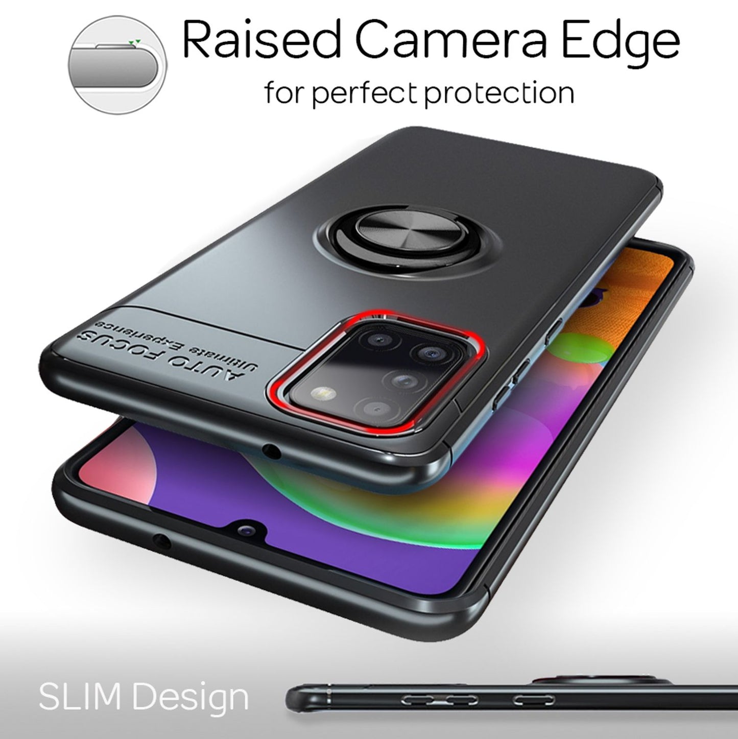 NALIA Ring Handyhülle kompatibel mit Samsung Galaxy A31 Hülle, Silikon Cover mit 360-Grad Finger-Halter für magnetische KFZ-Halterung, Schutzhülle Phone Case Handy-Tasche Etui Bumper