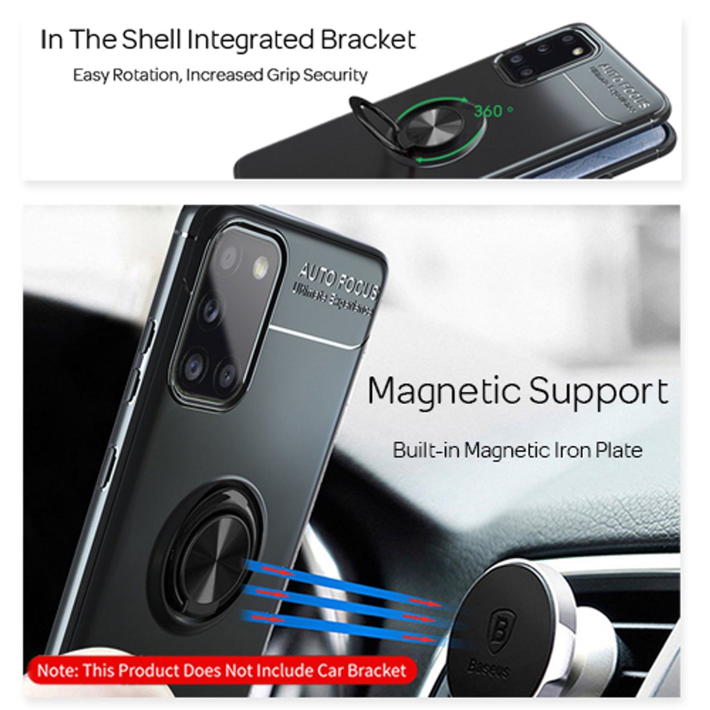 NALIA Ring Handyhülle kompatibel mit Samsung Galaxy A31 Hülle, Silikon Cover mit 360-Grad Finger-Halter für magnetische KFZ-Halterung, Schutzhülle Phone Case Handy-Tasche Etui Bumper