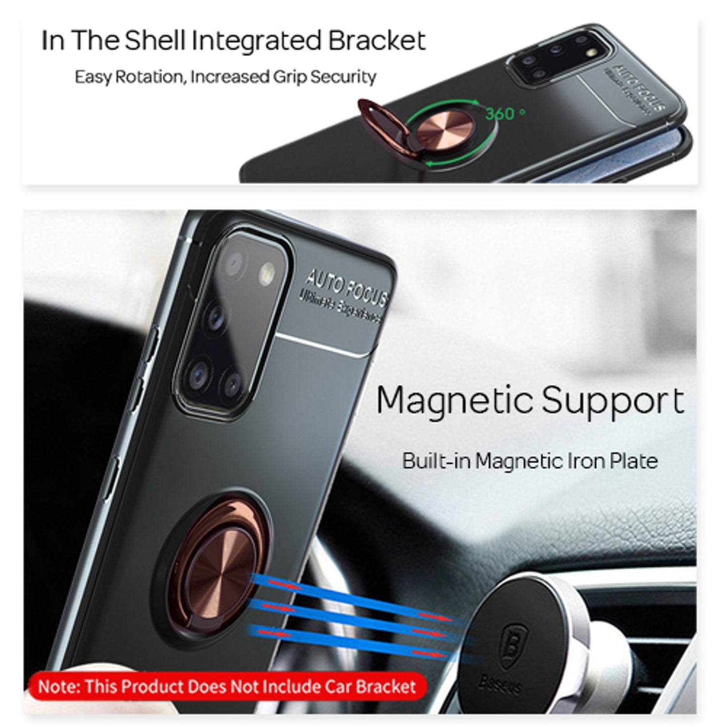 NALIA Ring Handyhülle kompatibel mit Samsung Galaxy A31 Hülle, Silikon Cover mit 360-Grad Finger-Halter für magnetische KFZ-Halterung, Schutzhülle Phone Case Handy-Tasche Etui Bumper