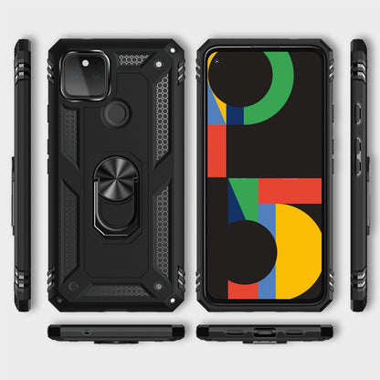 NALIA Panzerhülle für Google Pixel 5 – Ring-Ständer 360° & Magnet-Halterung Kompatibel – RINGDEFEND (Stoßfestes Outdoor Case) – Marke aus Berlin