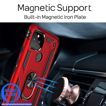 NALIA Panzerhülle für Google Pixel 5 – Ring-Ständer 360° & Magnet-Halterung Kompatibel – RINGDEFEND (Stoßfestes Outdoor Case) – Marke aus Berlin
