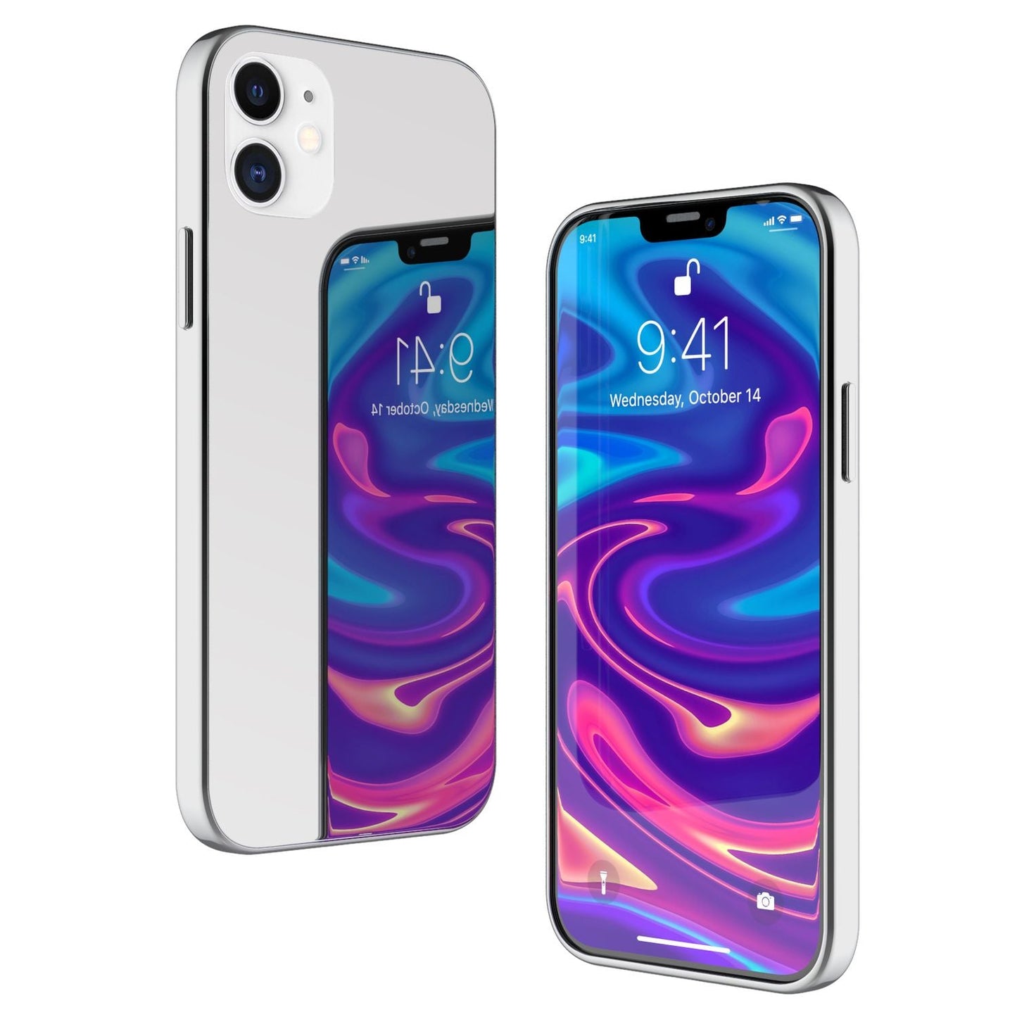 NALIA Spiegelhülle für iPhone 12 Mini – Echtes Glas (9H Spiegel & Kratzfest) – RAYN (Premium Hardcase & Silikon Bumper) – Marke aus Berlin