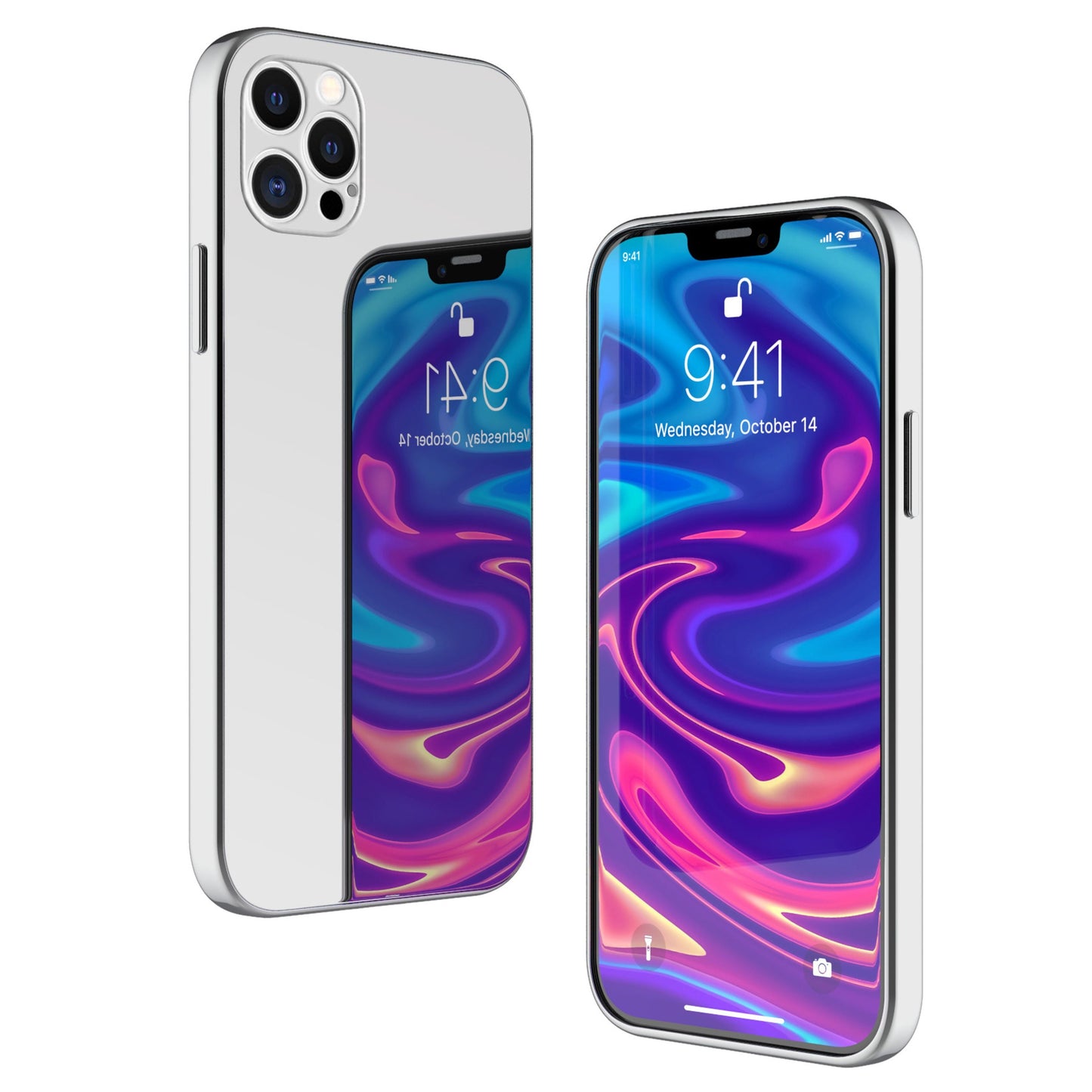 NALIA Spiegelhülle für iPhone 12 Pro Max – Echtes Glas (9H Spiegel & Kratzfest) – RAYN (Premium Hardcase & Silikon Bumper) – Marke aus Berlin