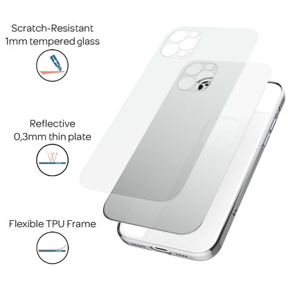 NALIA Spiegelhülle für iPhone 12 Pro Max – Echtes Glas (9H Spiegel & Kratzfest) – RAYN (Premium Hardcase & Silikon Bumper) – Marke aus Berlin