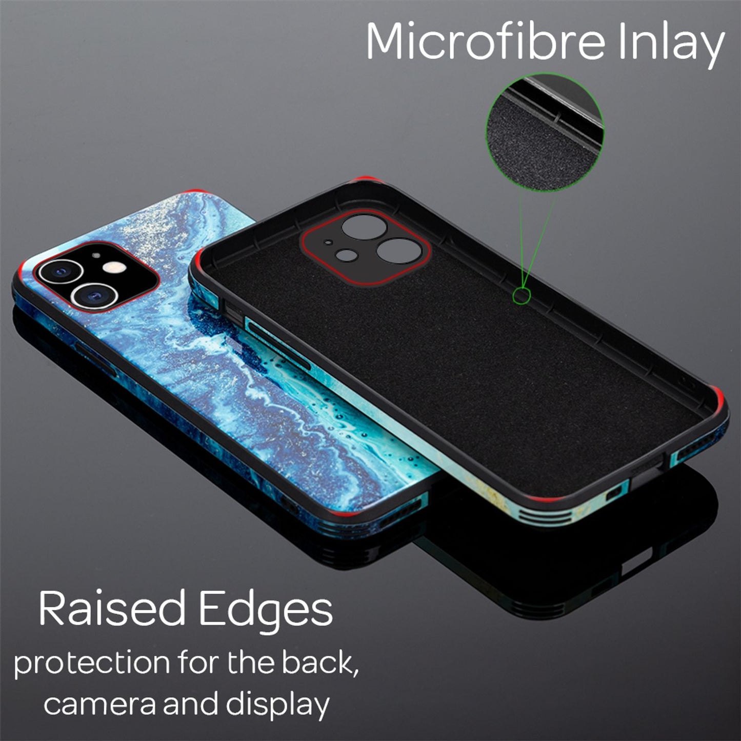 NALIA Hartglas Cover kompatibel mit iPhone 12 Mini Hülle,  Marmor Design Hard-Case aus 9H Tempered Glass & Silikon Bumper, Kratzfeste Handyhülle Phone Schutzhülle Handy-Tasche