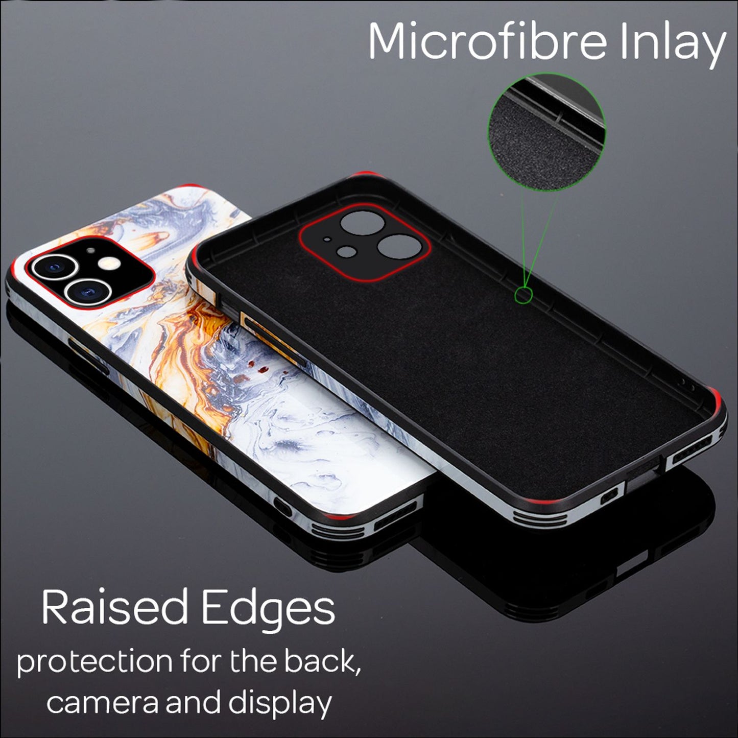 NALIA Hartglas Cover kompatibel mit iPhone 12 Mini Hülle,  Marmor Design Hard-Case aus 9H Tempered Glass & Silikon Bumper, Kratzfeste Handyhülle Phone Schutzhülle Handy-Tasche