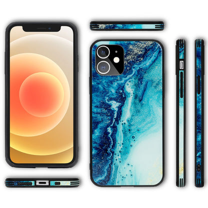 NALIA Hartglas Cover kompatibel mit iPhone 12 Mini Hülle,  Marmor Design Hard-Case aus 9H Tempered Glass & Silikon Bumper, Kratzfeste Handyhülle Phone Schutzhülle Handy-Tasche