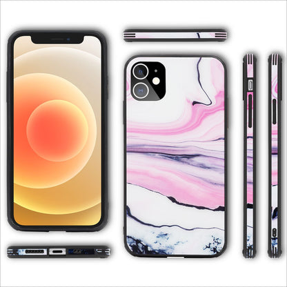 NALIA Hartglas Cover kompatibel mit iPhone 12 Mini Hülle,  Marmor Design Hard-Case aus 9H Tempered Glass & Silikon Bumper, Kratzfeste Handyhülle Phone Schutzhülle Handy-Tasche