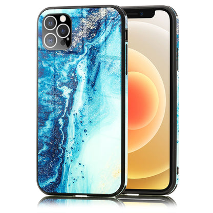 NALIA Marmor Glas Case für iPhone 12 Pro Max – Kratzfestes 9H Echtglas – MARBELLE (Silikon Bumper & Grip) – Marke aus Berlin