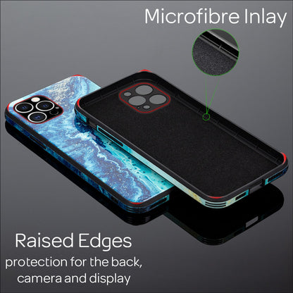 NALIA Marmor Glas Case für iPhone 12 Pro Max – Kratzfestes 9H Echtglas – MARBELLE (Silikon Bumper & Grip) – Marke aus Berlin