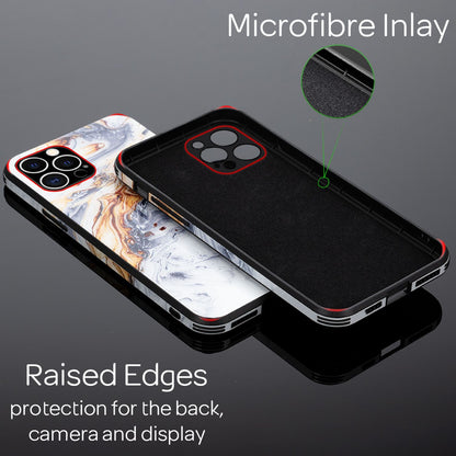 NALIA Marmor Glas Case für iPhone 12 Pro Max – Kratzfestes 9H Echtglas – MARBELLE (Silikon Bumper & Grip) – Marke aus Berlin