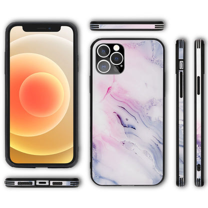 NALIA Marmor Glas Case für iPhone 12 Pro Max – Kratzfestes 9H Echtglas – MARBELLE (Silikon Bumper & Grip) – Marke aus Berlin