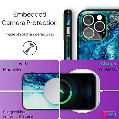 NALIA Marmor Glas Case für iPhone 12 Pro Max – Kratzfestes 9H Echtglas – MARBELLE (Silikon Bumper & Grip) – Marke aus Berlin