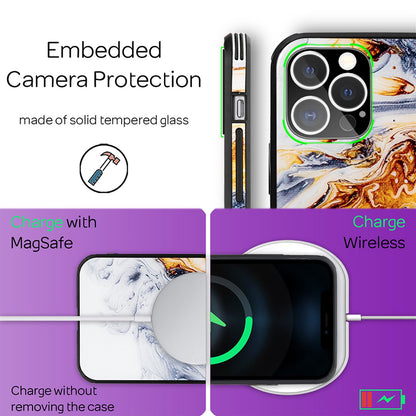 NALIA Marmor Glas Case für iPhone 12 Pro Max – Kratzfestes 9H Echtglas – MARBELLE (Silikon Bumper & Grip) – Marke aus Berlin