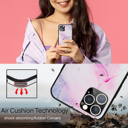 NALIA Marmor Glas Case für iPhone 12 Pro Max – Kratzfestes 9H Echtglas – MARBELLE (Silikon Bumper & Grip) – Marke aus Berlin