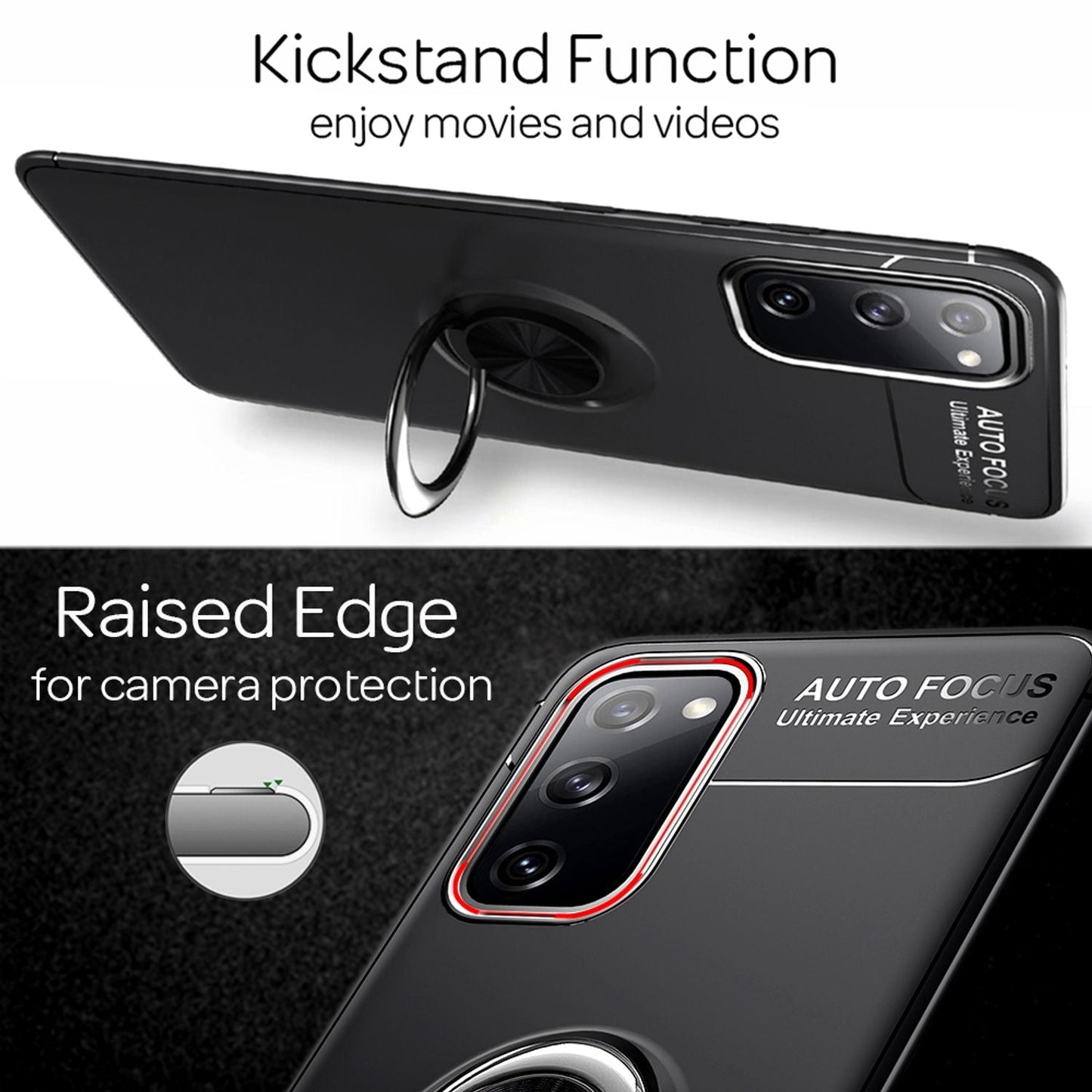 NALIA Ring Handyhülle kompatibel mit Samsung Galaxy S20 FE Hülle, Silikon Cover mit 360-Grad Finger-Halter für magnetische KFZ-Halterung, Schutzhülle Phone Case Handy-Tasche Bumper