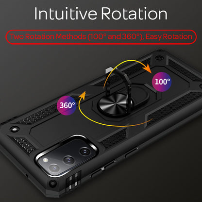 NALIA Panzerhülle für Samsung Galaxy S20 FE – Ring-Ständer 360° & Magnet-Halterung Kompatibel – RINGDEFEND (Stoßfestes Outdoor Case) – Marke aus Berlin