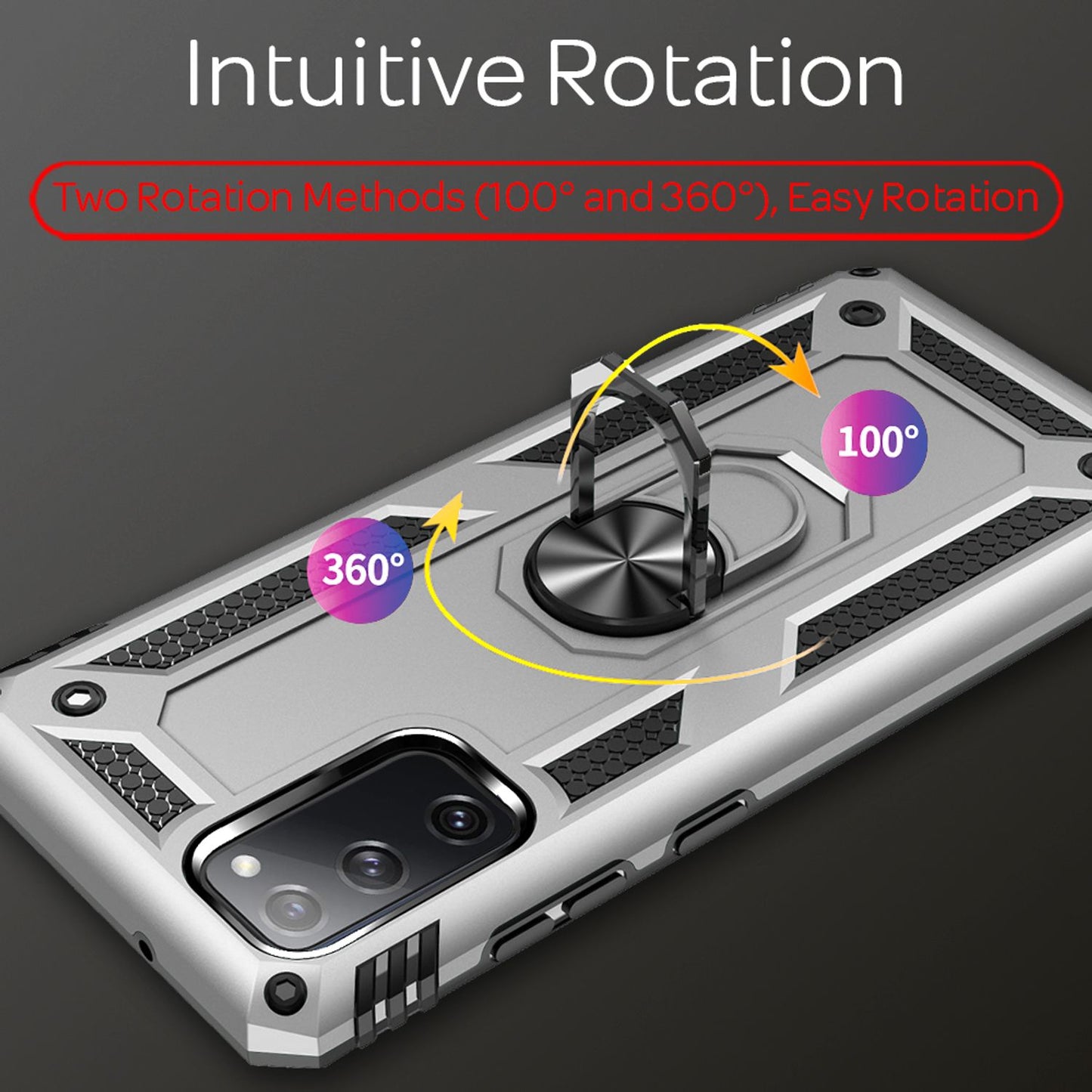 NALIA Panzerhülle für Samsung Galaxy S20 FE – Ring-Ständer 360° & Magnet-Halterung Kompatibel – RINGDEFEND (Stoßfestes Outdoor Case) – Marke aus Berlin