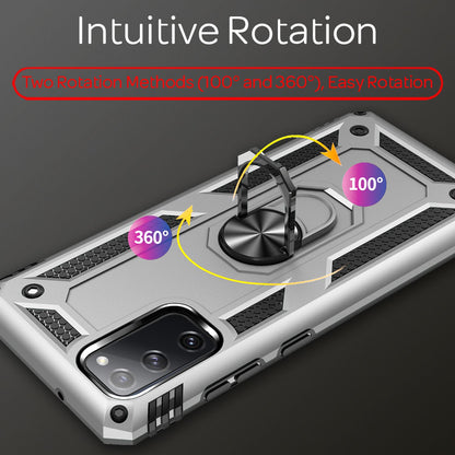 NALIA Panzerhülle für Samsung Galaxy S20 FE – Ring-Ständer 360° & Magnet-Halterung Kompatibel – RINGDEFEND (Stoßfestes Outdoor Case) – Marke aus Berlin