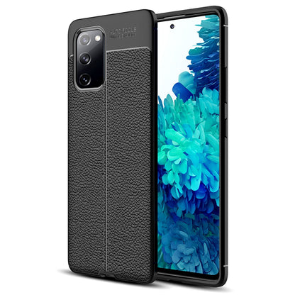 NALIA Design Case kompatibel mit Samsung Galaxy S20 FE Hülle, Leder Look Stylische Handyhülle Stoßfeste Silikon Schutzhülle, Slim Phone Backcover Dünne Handy-Tasche Cover Bumper Kratzfest - Schwarz